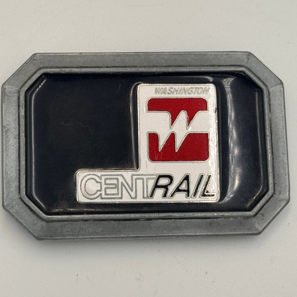 Vintage Washington Central Railroad Belt Buckle W Centrail HMC Made in USA Black